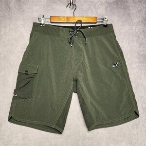Fox Boardshorts Shorts Mens 30 Green Cargo Pocket Drawstring Swim Trunks Surf‎